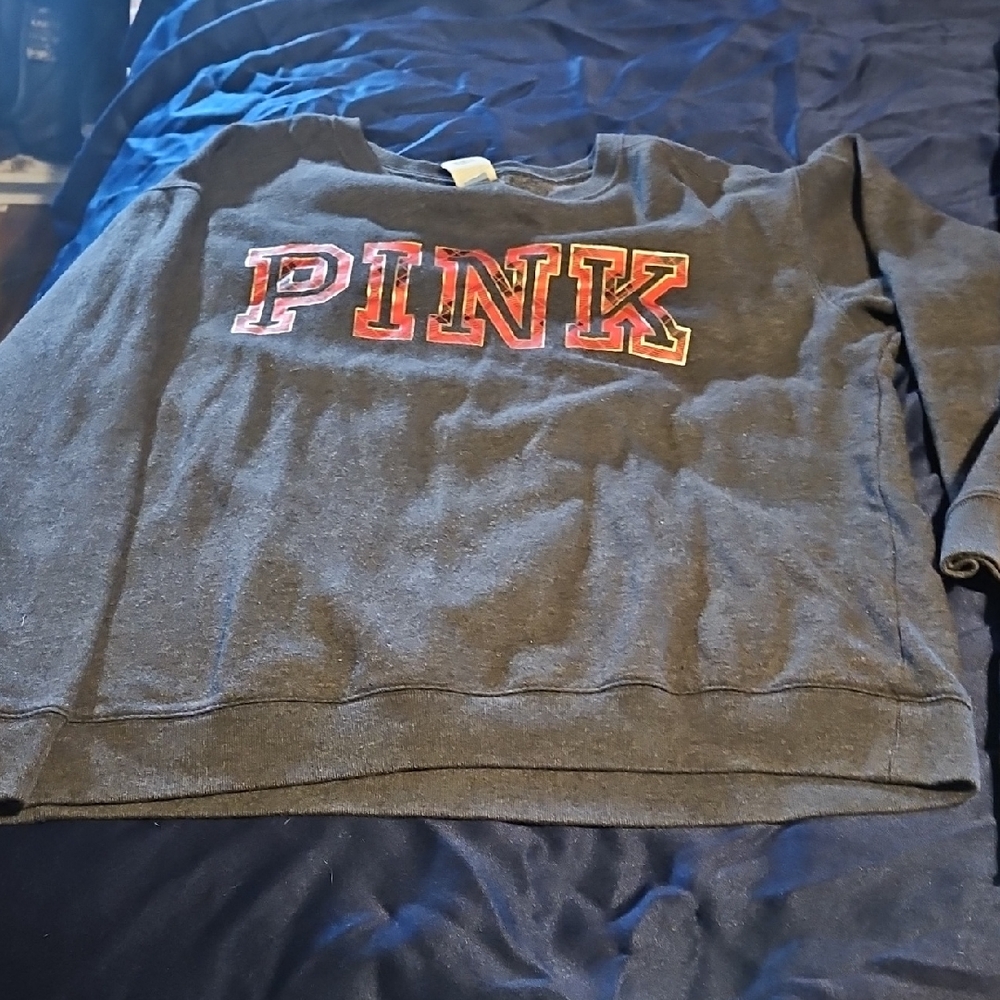 PINK Victoria's Secret Gray Sweatshirt, Pants, And Tee Shirt Set